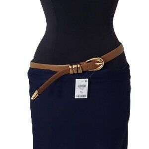 NWT ON 34th Faux-Suede Sculpture Buckle Belt Sz XL 46" Total, Adjustable 43"-37"